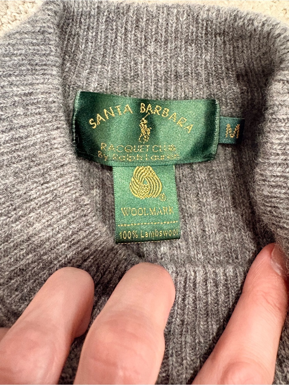 Vintage Ralph Lauren Santa Barbara Racquet Club 100% Lambswool Rib Knit Sweater - Picture 5 of 11